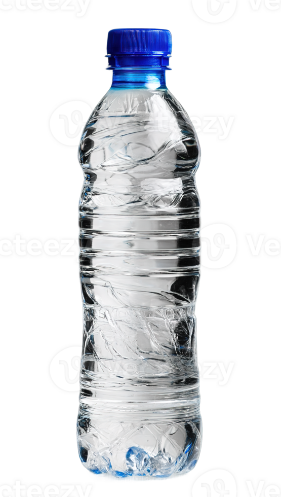 Clear Plastic Bottle of Water with Blue Cap Isolated on Transparent Background png