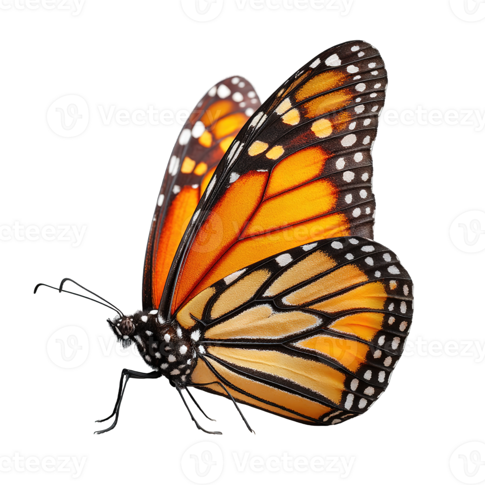Monarch Butterfly Isolated Image Detailed Wing Pattern On Transparent Background High Resolution png