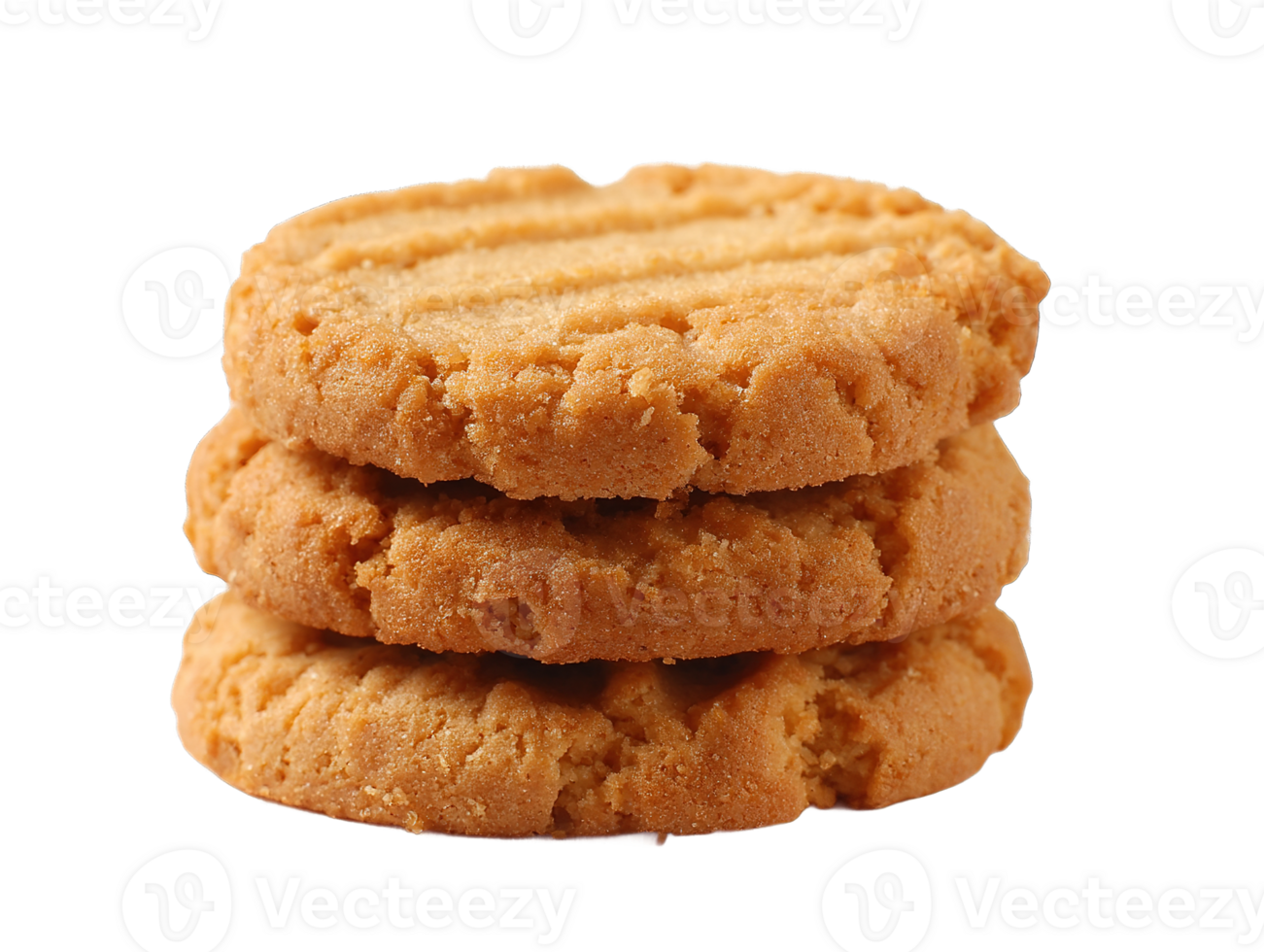 Three Peanut Butter Cookies Stacked on Top of Each Other Transparent Background png