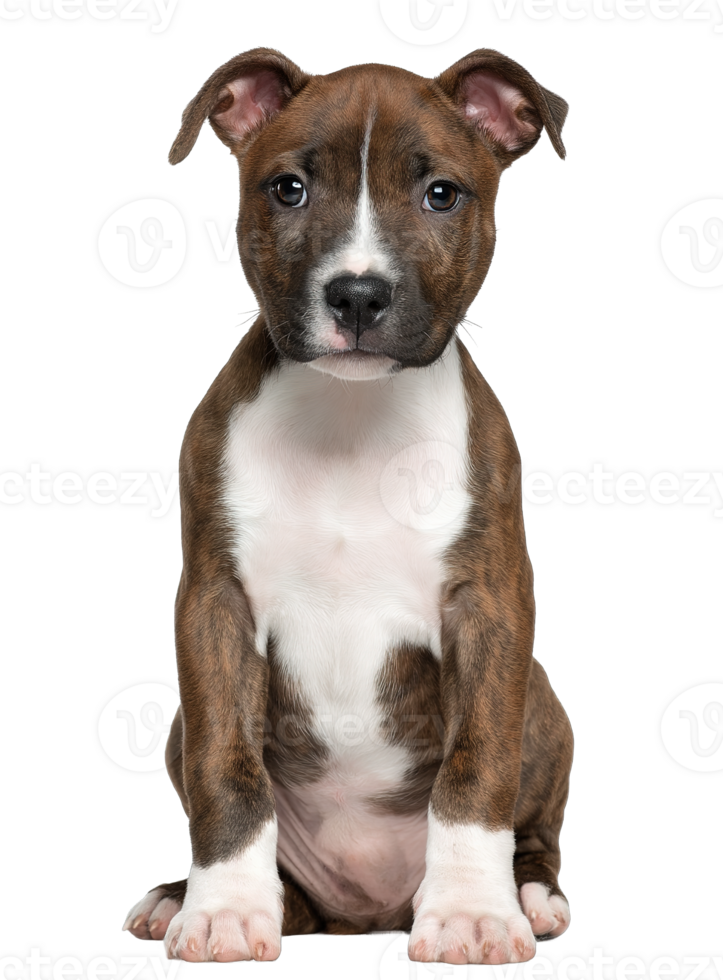 Adorable Brindle Puppy Sitting Isolated on a Transparent Background in Format png