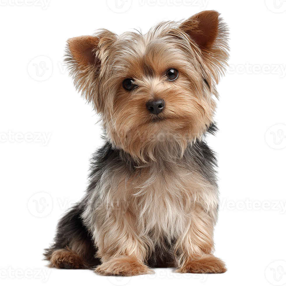 Cute Little Yorkie Puppy Dog with Brown and Black Fur Isolated png