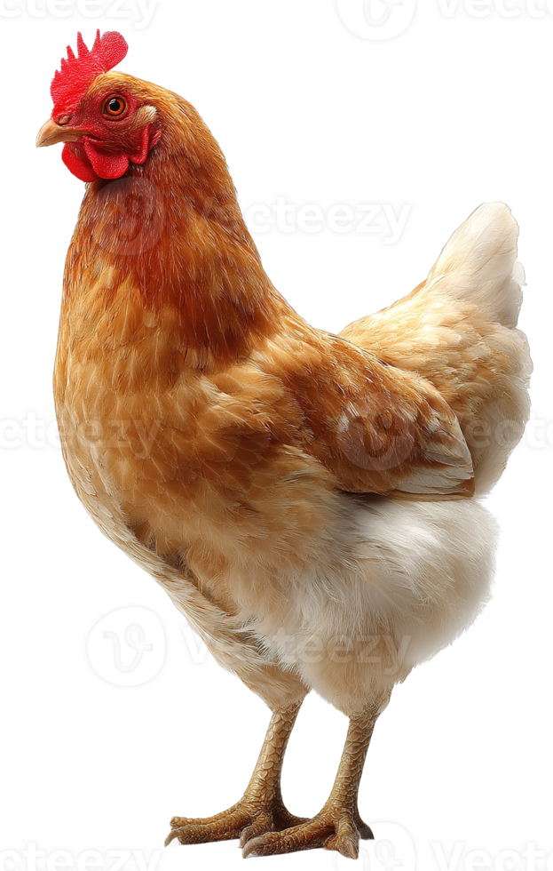 Isolated Chicken Clipart Image with Transparent Background of A Brown Hen png
