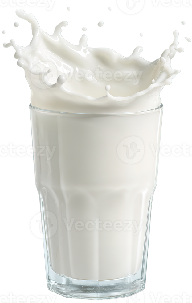 Refreshing and Nutritious Glass of Milk with Splash Isolated on Transparent Background png