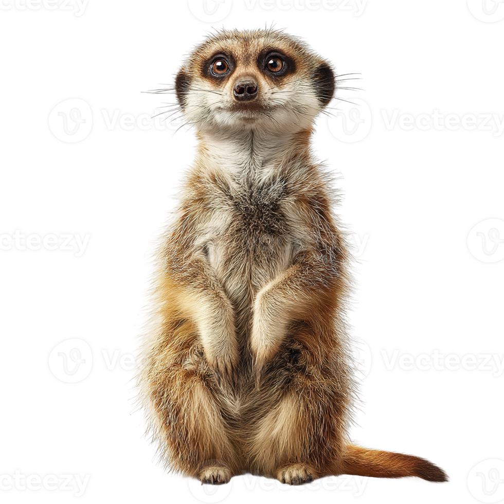 Cute Meerkat Isolated on Transparent Background Animal Portrait Adorable Mammal Wildlife Photography png