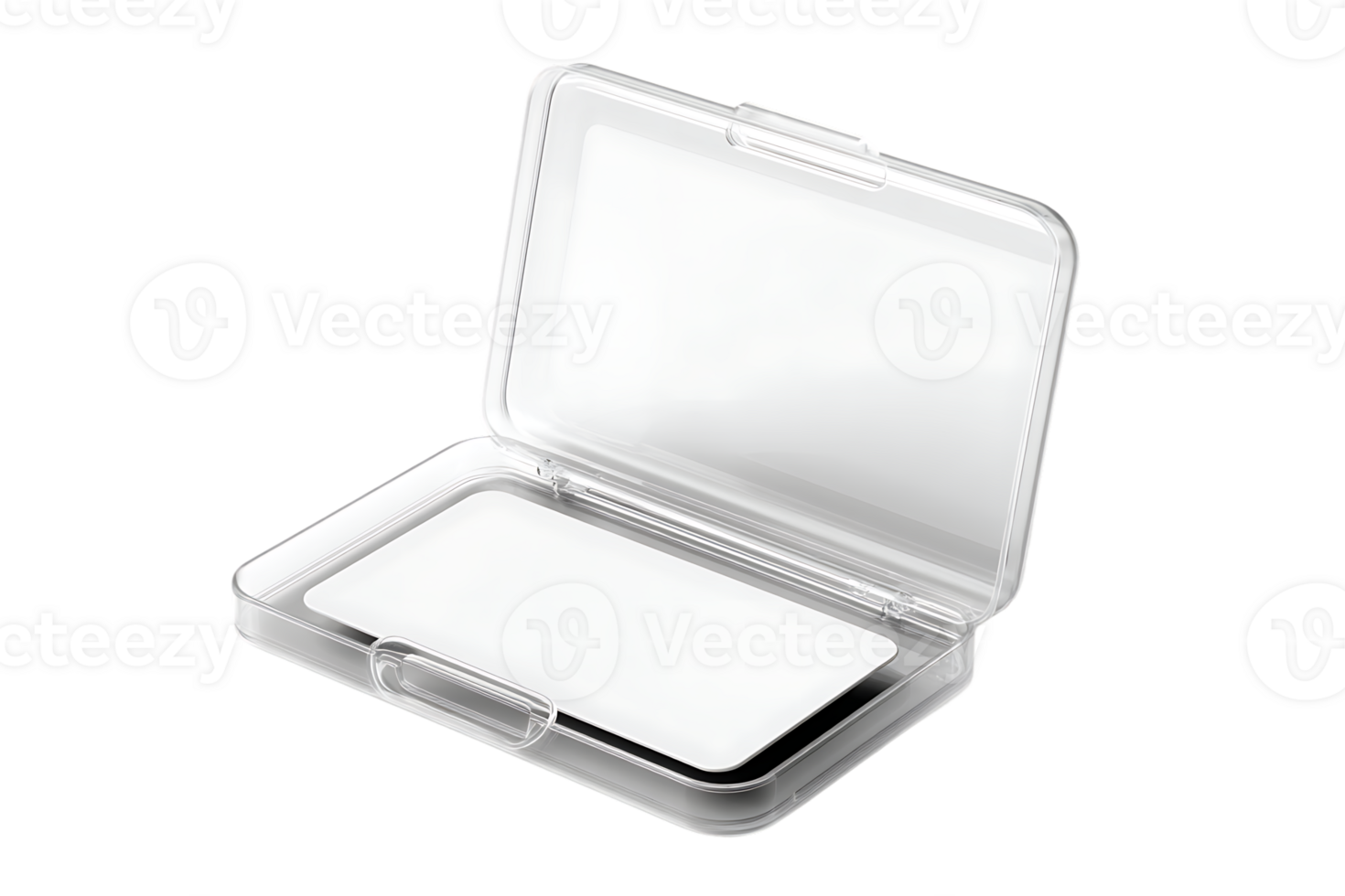 Open Plastic Clear Transparent Box with White Object Inside on Transparent Background png