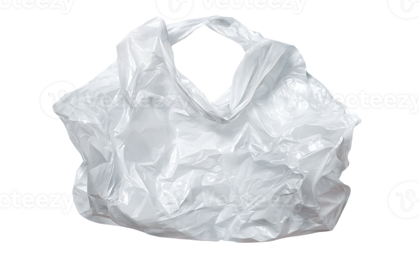 Isolated Clean White Plastic Shopping Bag With Handles on Transparent Background png