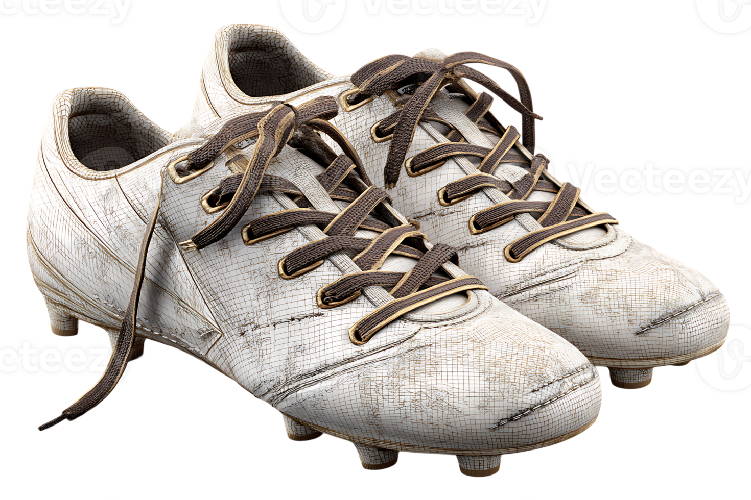 White Soccer Shoes on Transparent Background with Laces Up Sport Equipment Isolated png