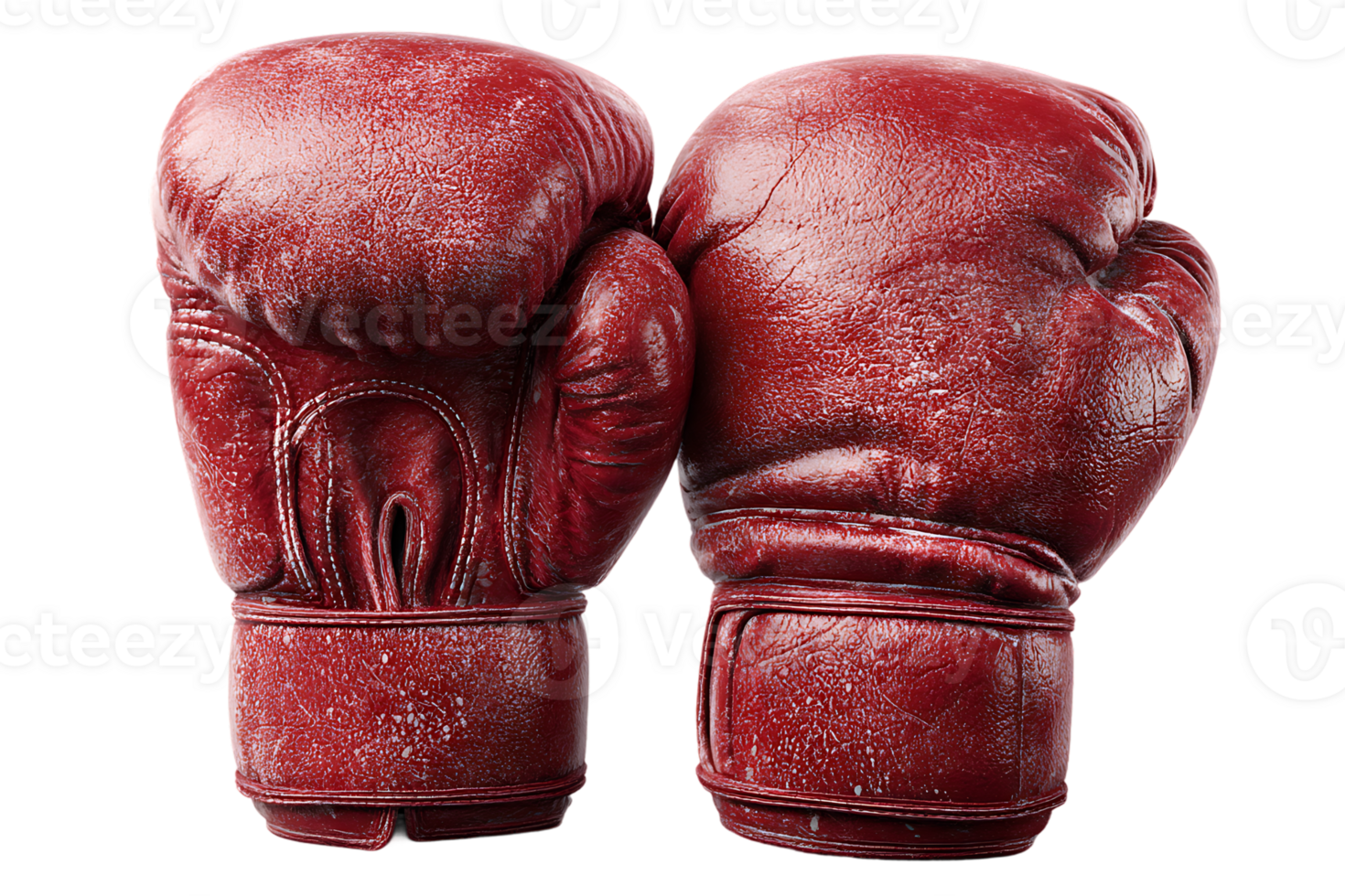 Two Dark Red Boxing Gloves Isolated on Transparent Background Sport Training Equipment png