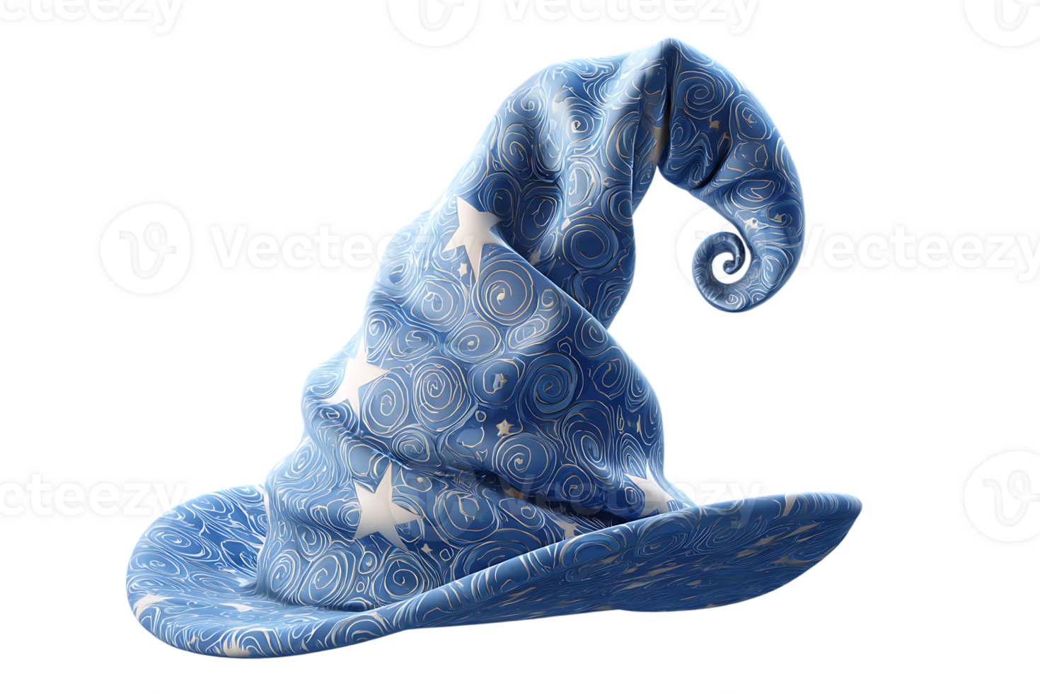 Blue Magic Wizard Hat with Stars Isolated on Transparent Background Great For Halloween png
