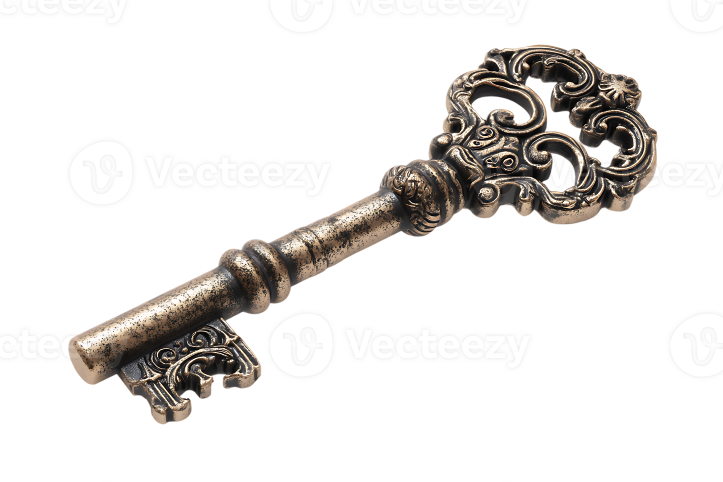 Antique Ornate Key Isolated on Transparent Background Detailed Vintage Design Perfect Image png