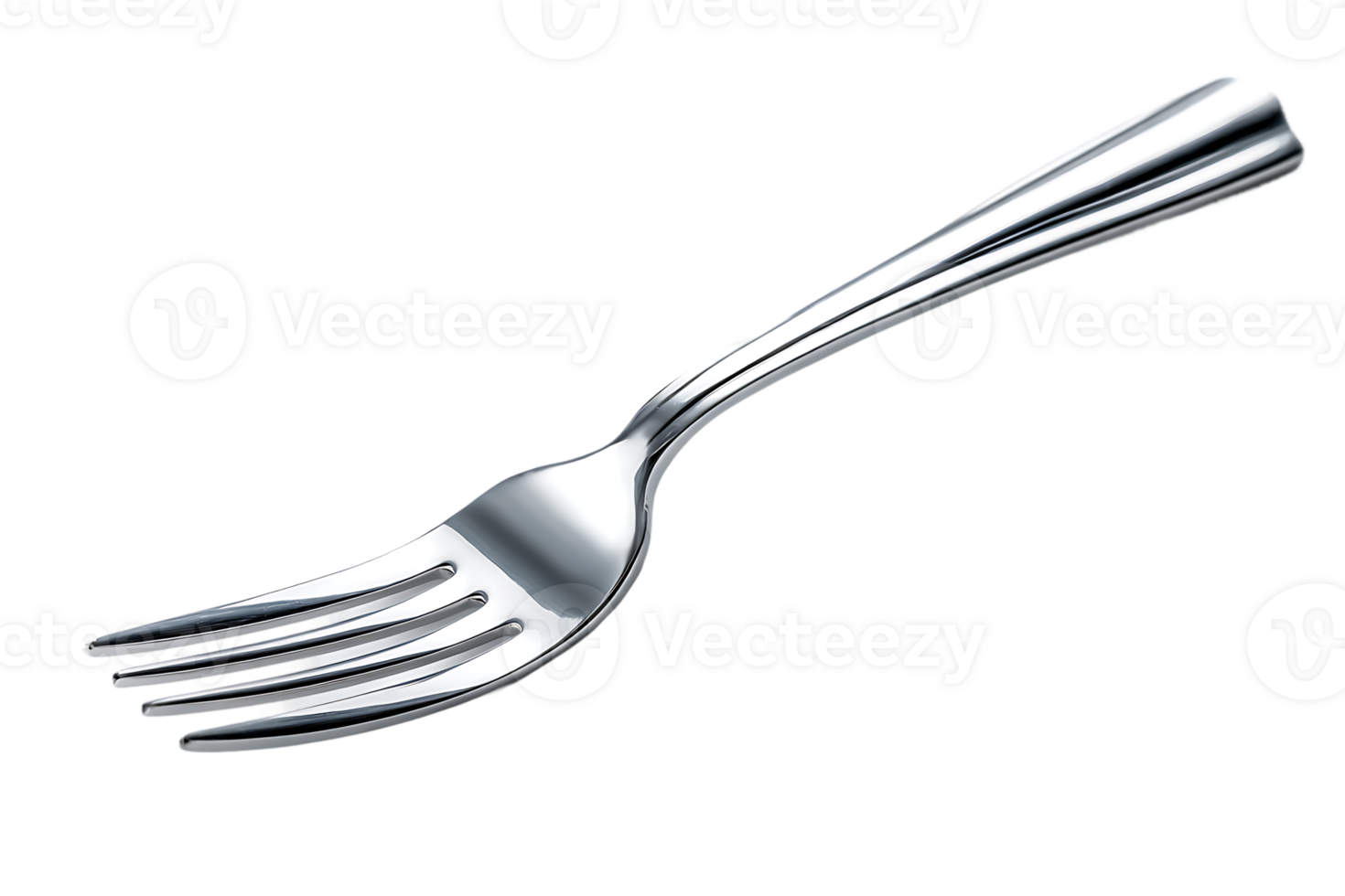 Shiny Metal Fork with Silver Finish and Transparent Background for Design Project png