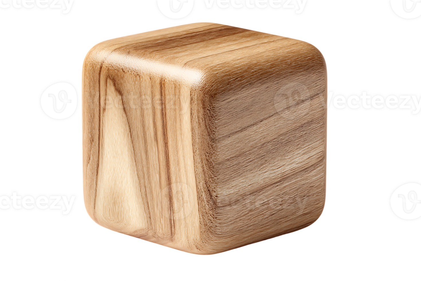 Wooden Cube Block Isolated On Transparent Background With Smooth Texture png
