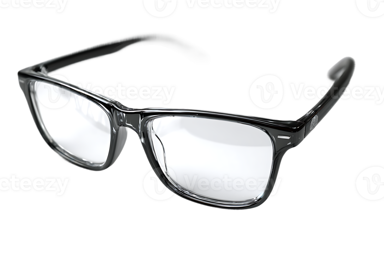 Stylish Black Frame Glasses with Clear Lenses Transparent Background Isolated png