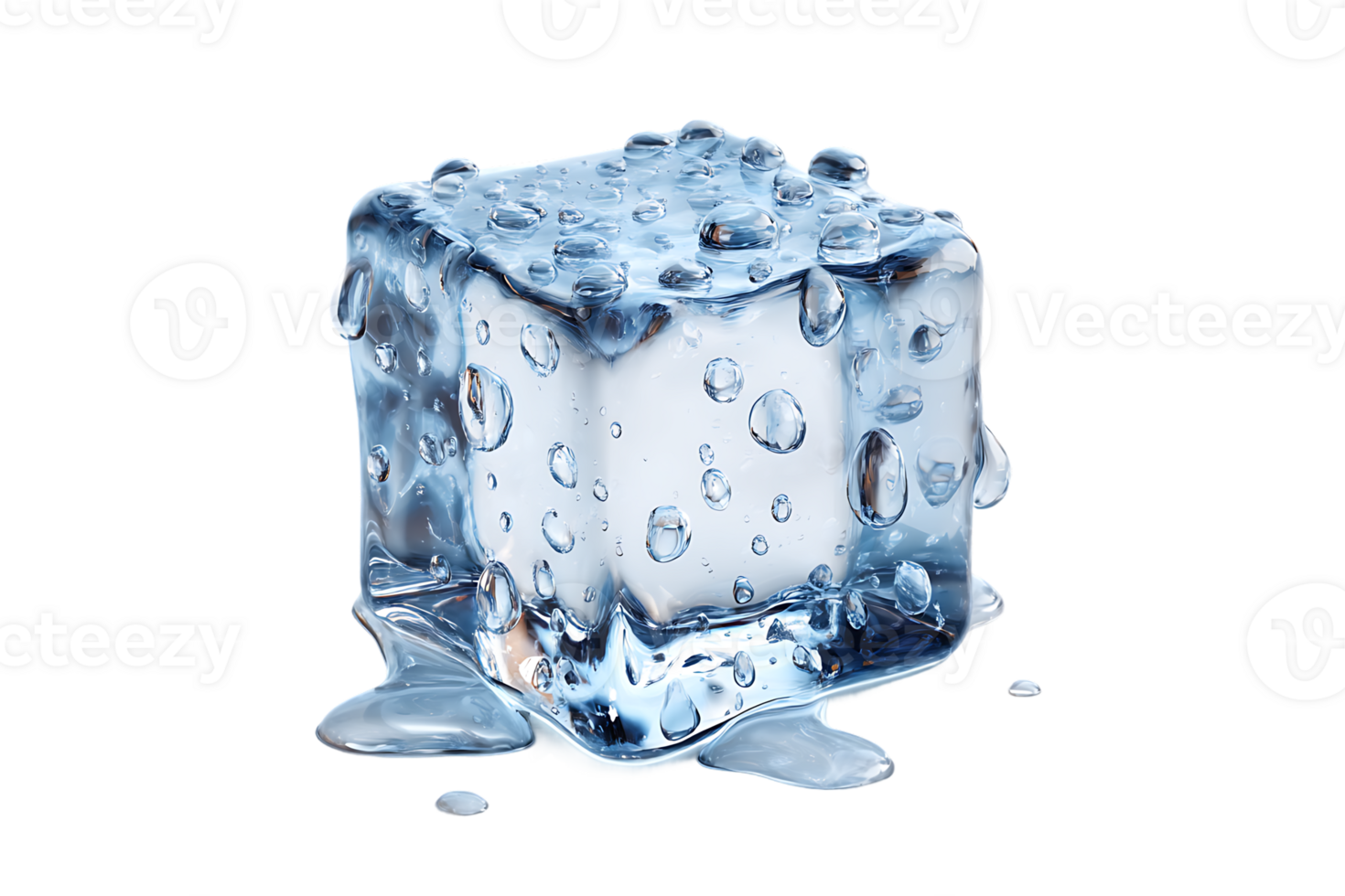 Icy Cool Refreshment A Single Transparent Ice Cube on a Pure Black Backdrop png