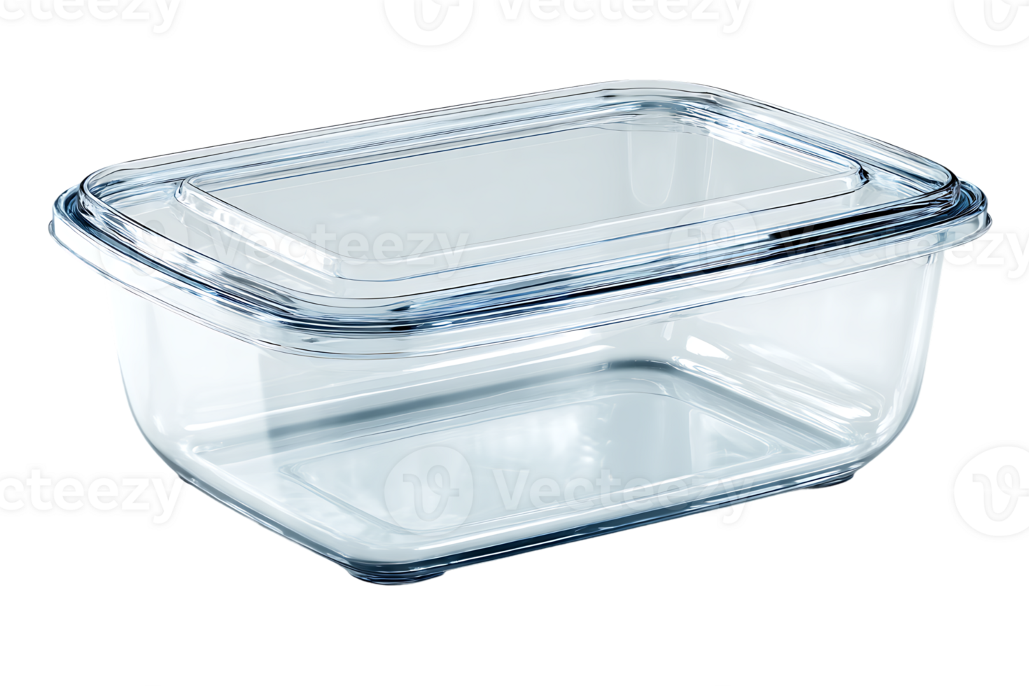 Isolated Clear Plastic Food Container with Lid Transparent Background High Quality Photo png