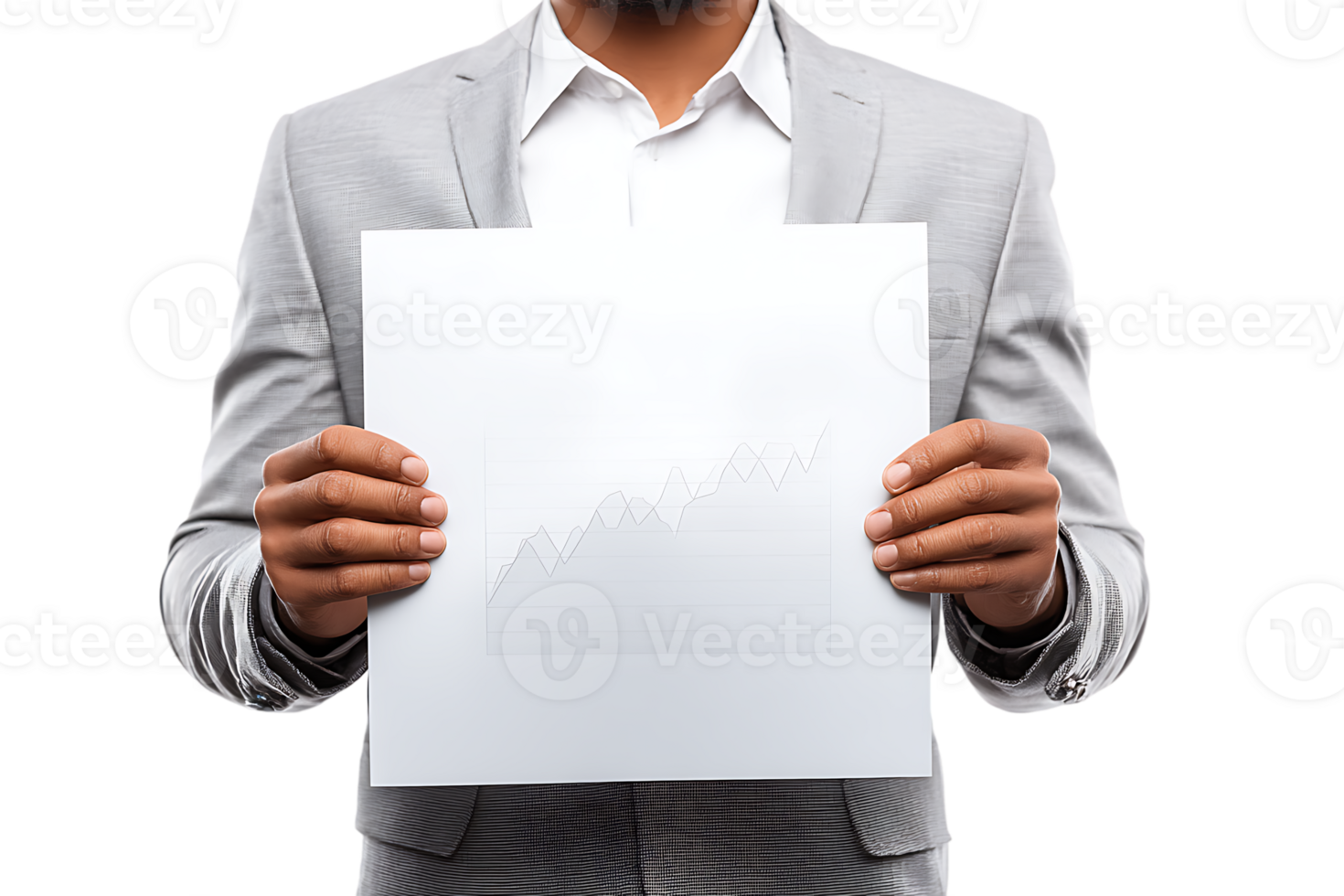 Man in Suit Holding Chart on Transparent Background Isolated Format png