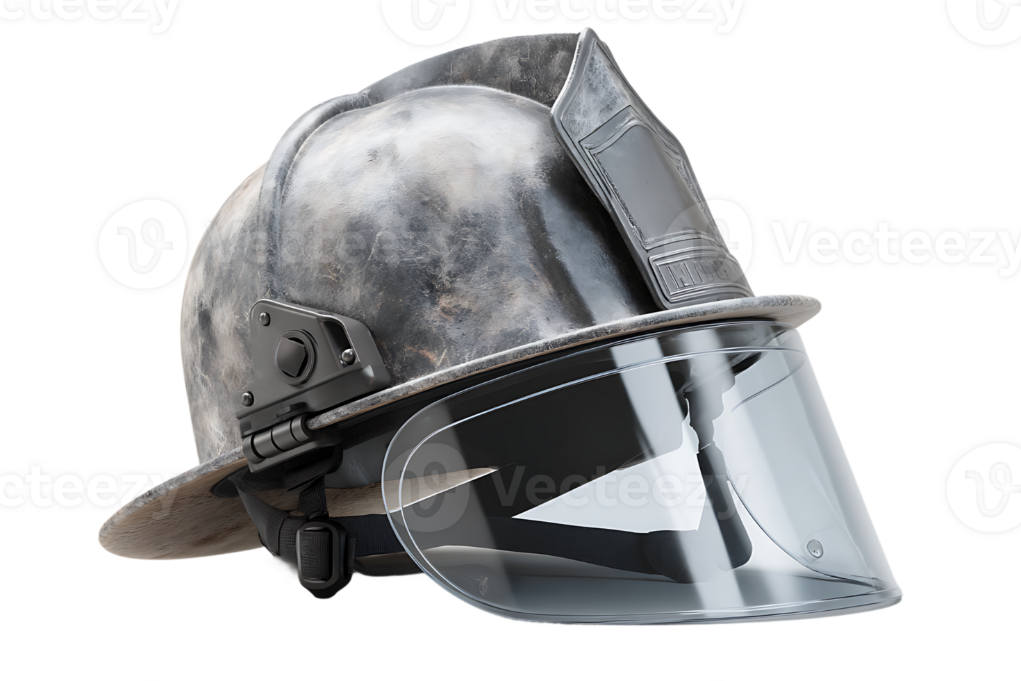Firefighter Helmet Old and Worn Protection and Safety for Rescuers on Black png