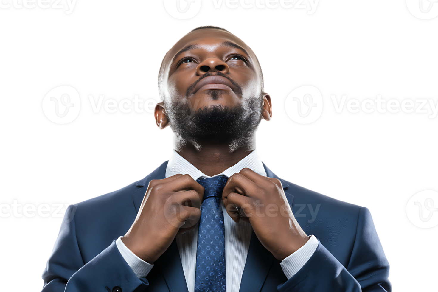 African American Businessman Looking Upward Isolated on Transparent Background For Business Projects png