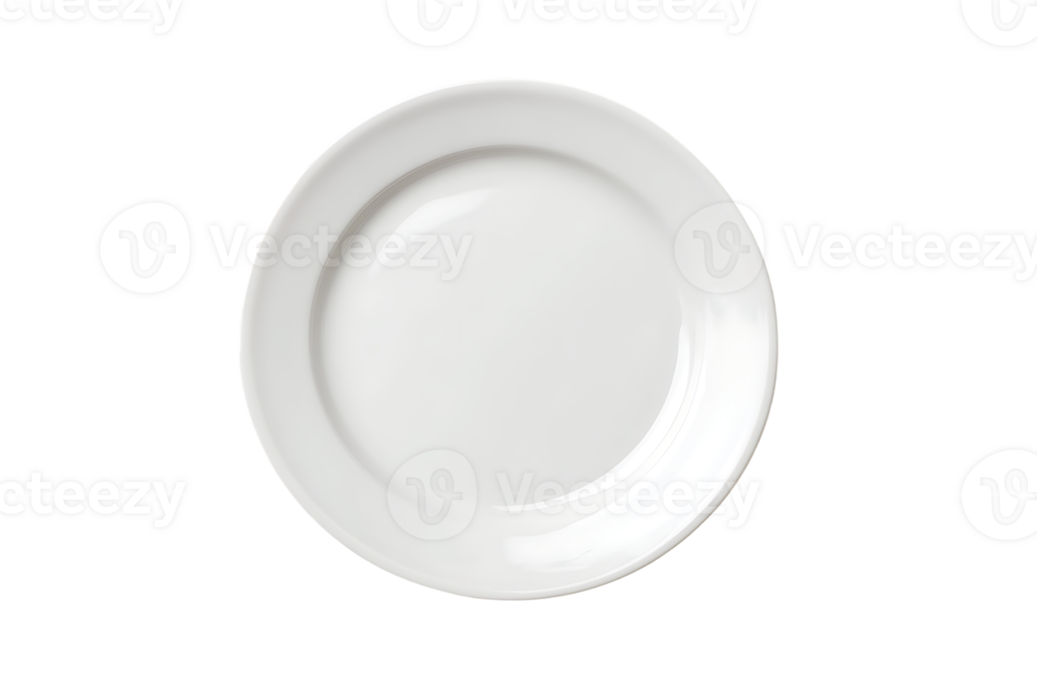 Elegant Plain White Ceramic Plate on a Transparent Isolated Background Image png