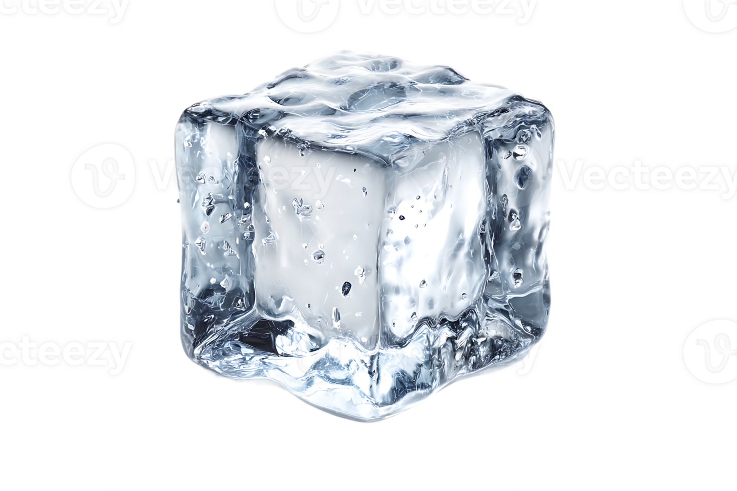 Single Ice Cube Cold Frozen Water Ice Crystal Transparent Background Isolated png
