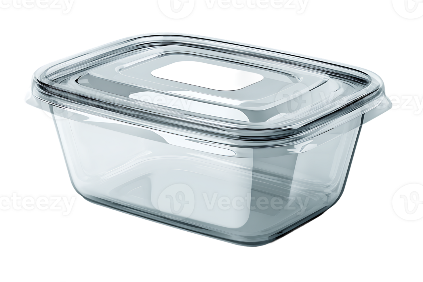 Empty Clear Plastic Food Container Isolated Reusable Kitchen Storage Box Transparent Background png