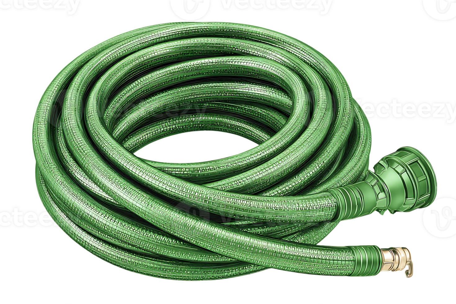 Green Garden Hose Coil Transparent Background Isolated Watering Equipment Solution png