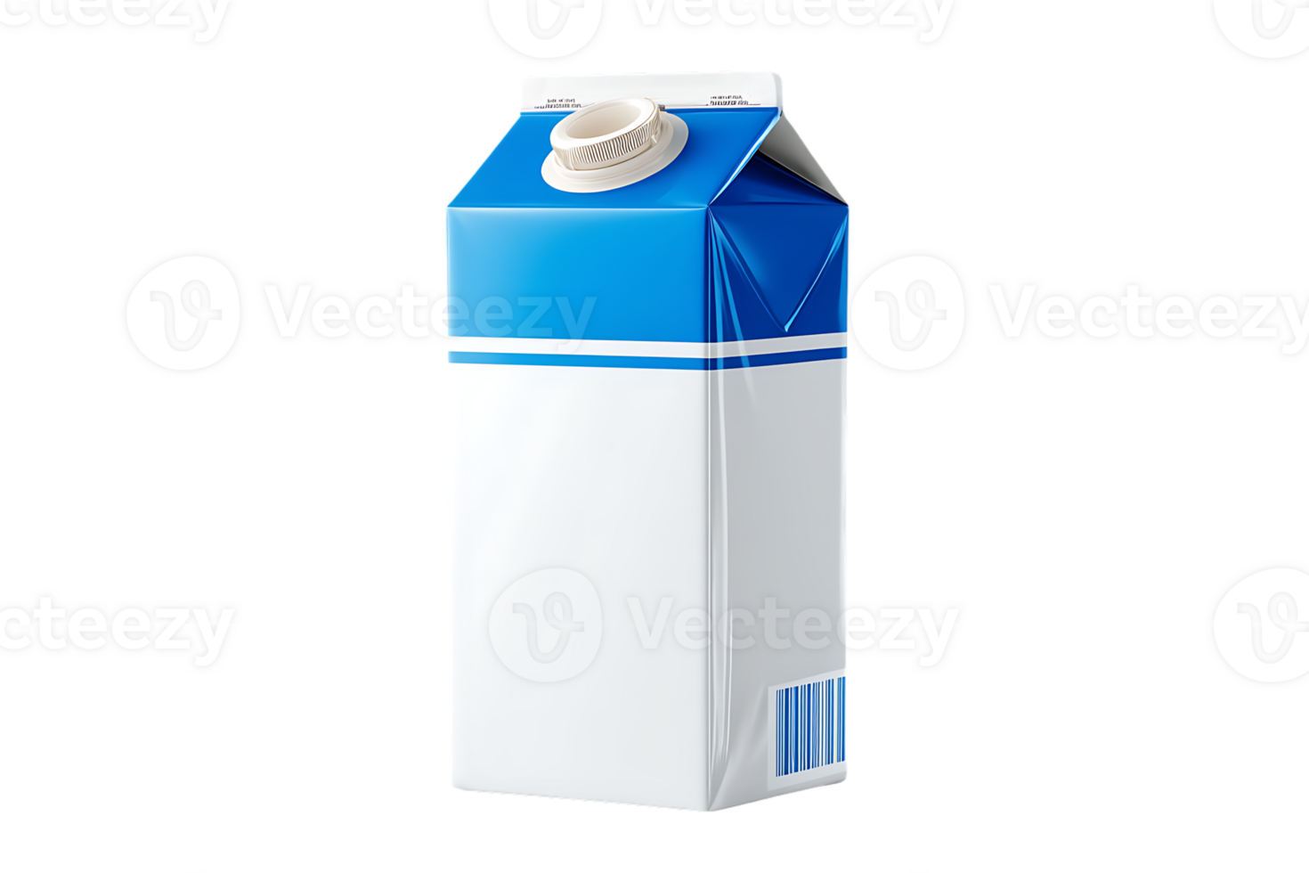 Blue and White Milk Carton with Lid Image Isolated on Black png