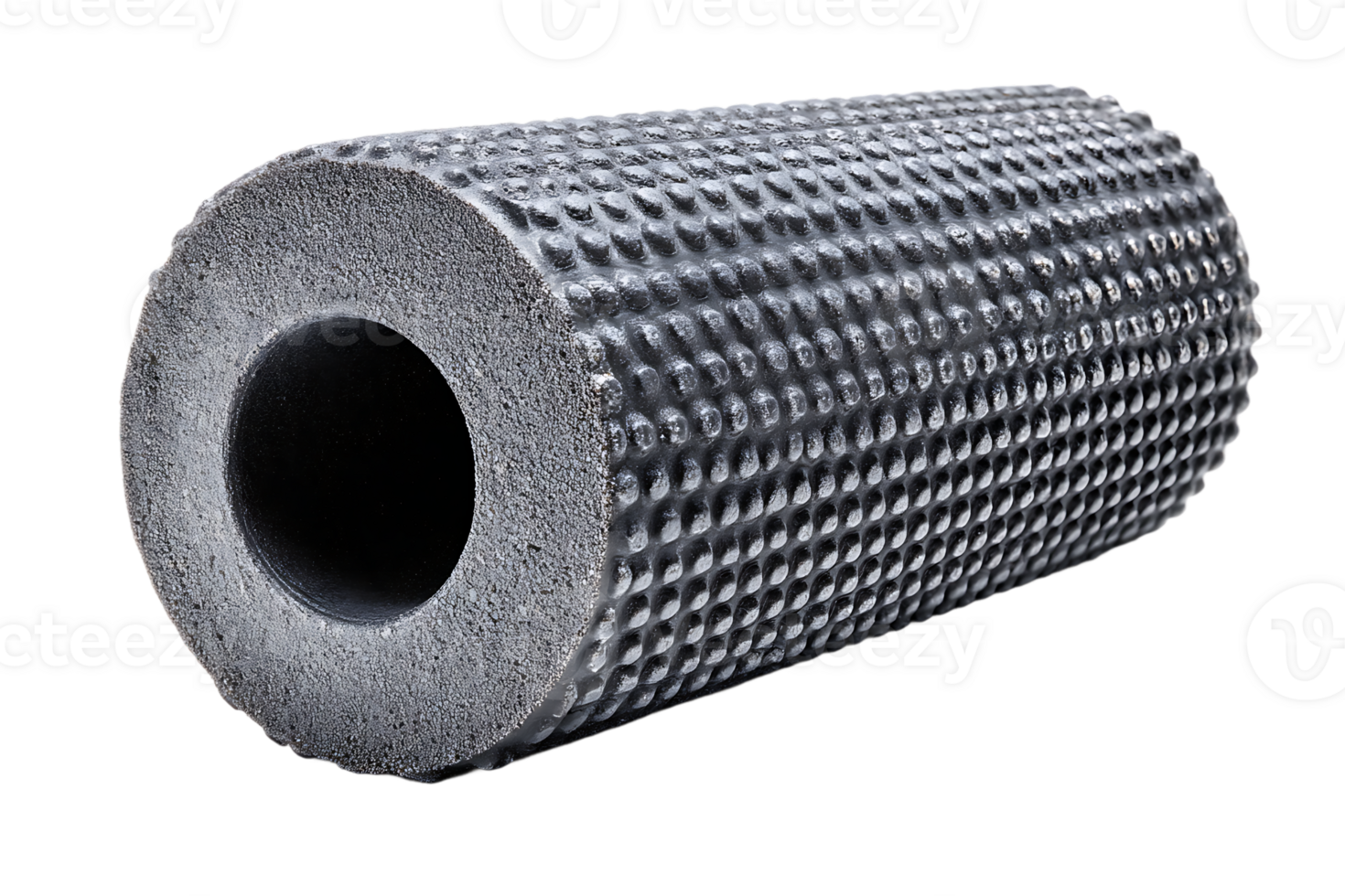 Grey Metallic Textured Cylinder Object with Hollow Center on Transparent Background Isolated png