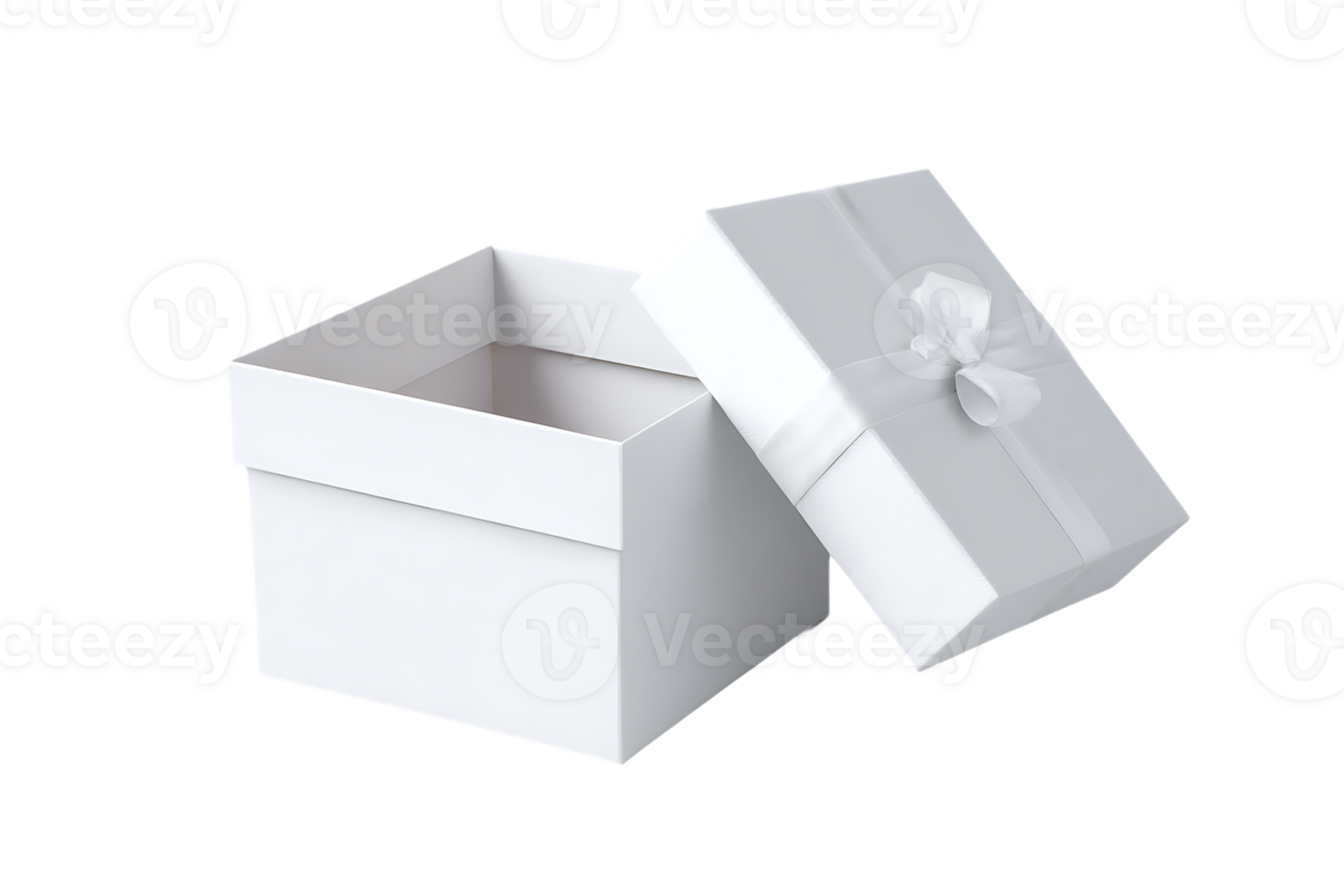 White Cardboard Gift Box With Open Lid Transparent Background Isolated png