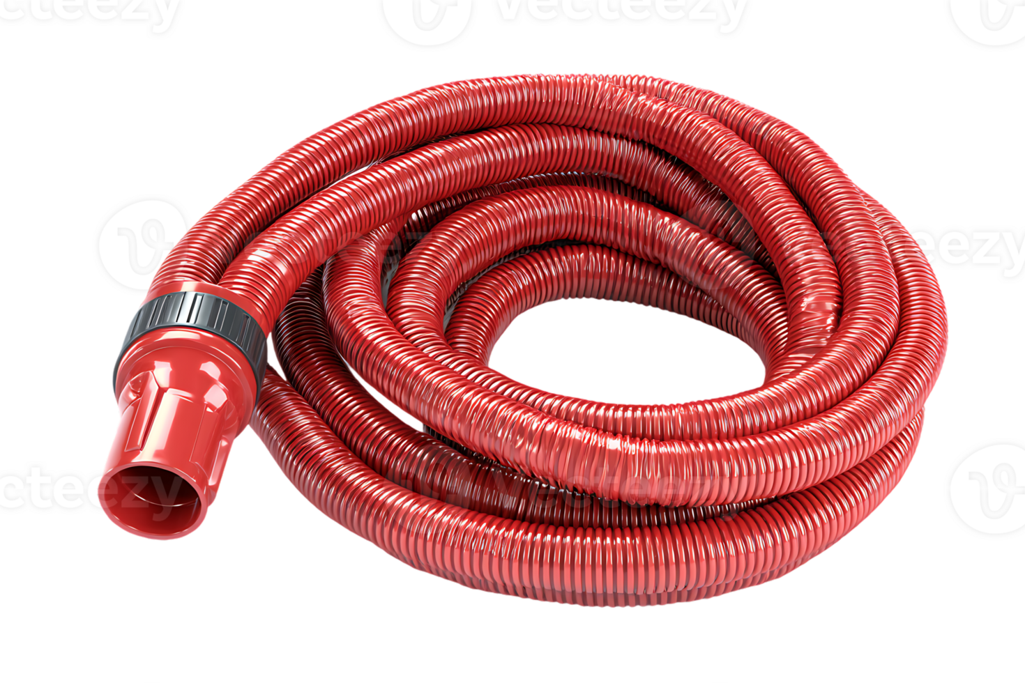 Red Corrugated Hose Isolated on Transparent Background for Industrial or Plumbing Use png
