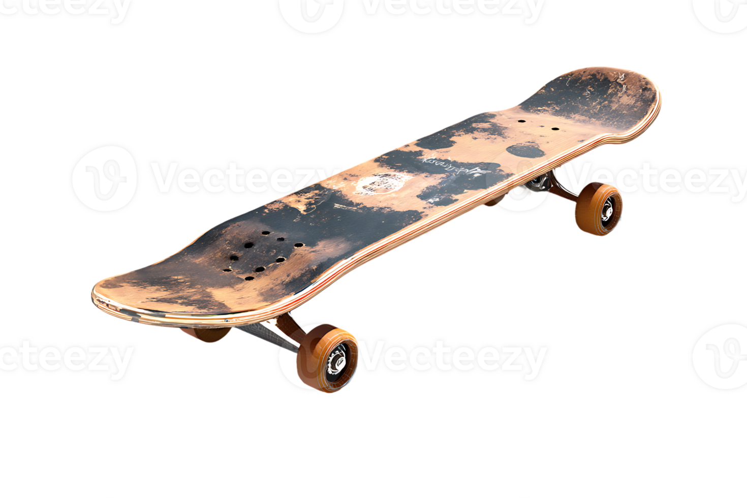 Realistic Skateboard Wood Deck Isolated Transparent Background for Skateboarding Sports Lovers png