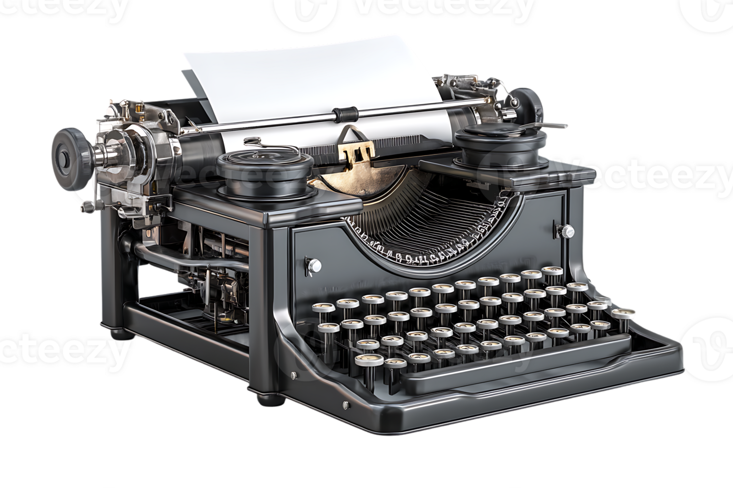 Isolated Image of an Old Antique Typewriter on a Transparent Background png