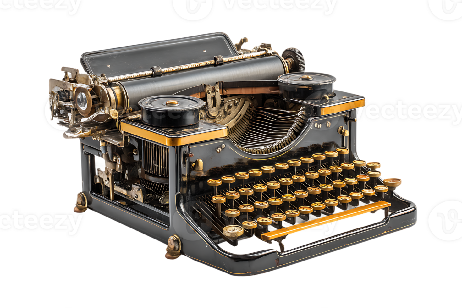 Isolated of Vintage Manual Typewriter Machine on a Transparent Background Image png