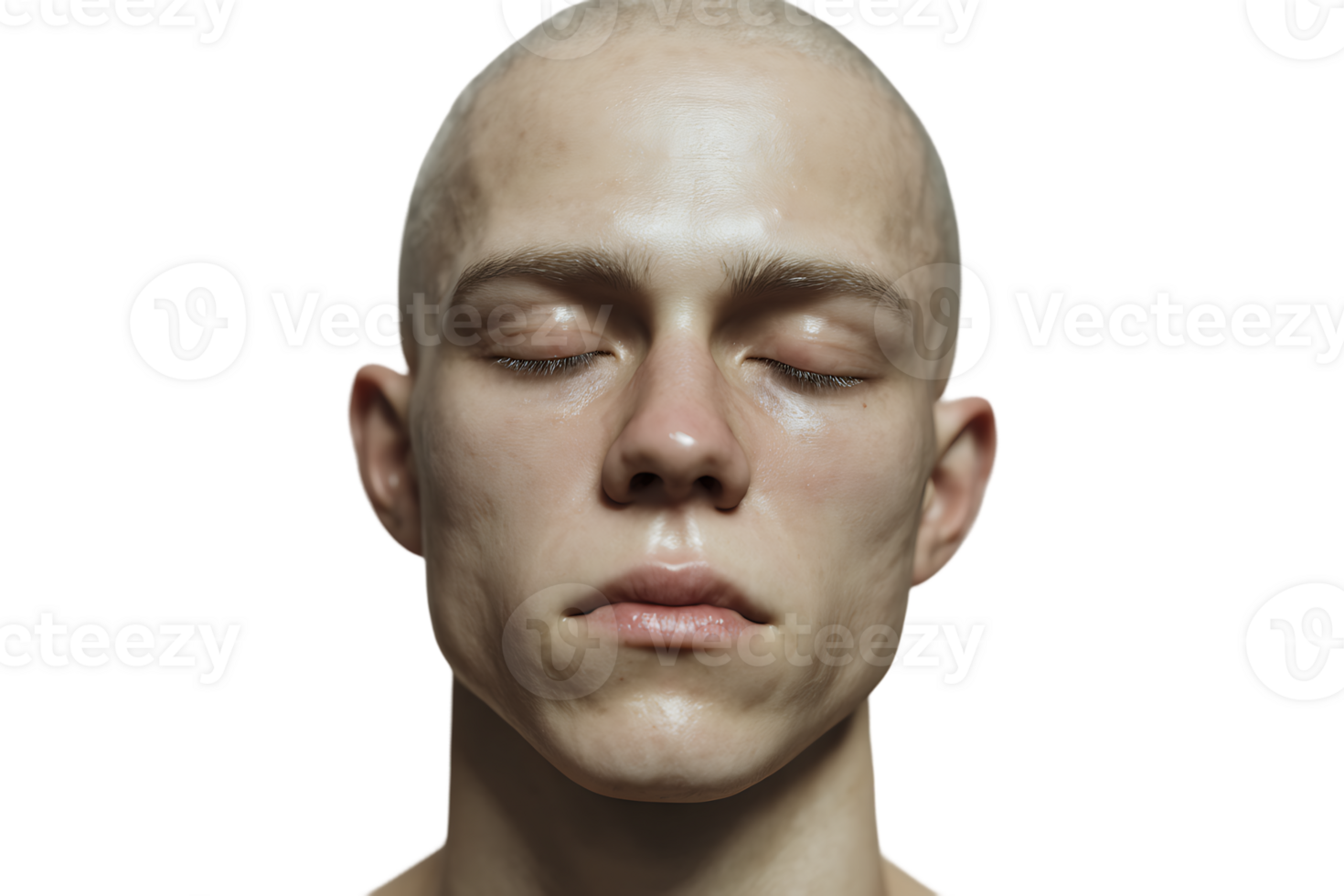 Person Close Up Isolated on Transparent Background with Detailed Skin Texture png
