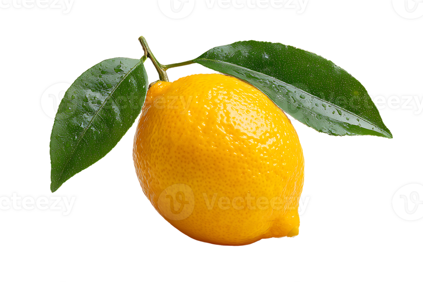 Fresh Lemon Fruit with Leaves Transparent Background Isolated for Design Elements and Mockups png