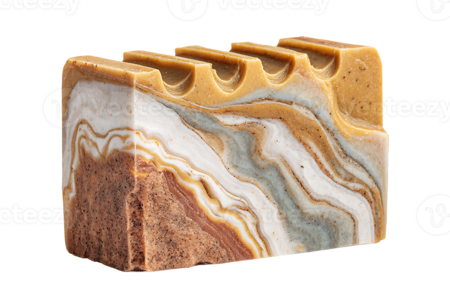 Artisan Crafted Natural Soap Bar with Unique Textures Transparent Isolated Background png