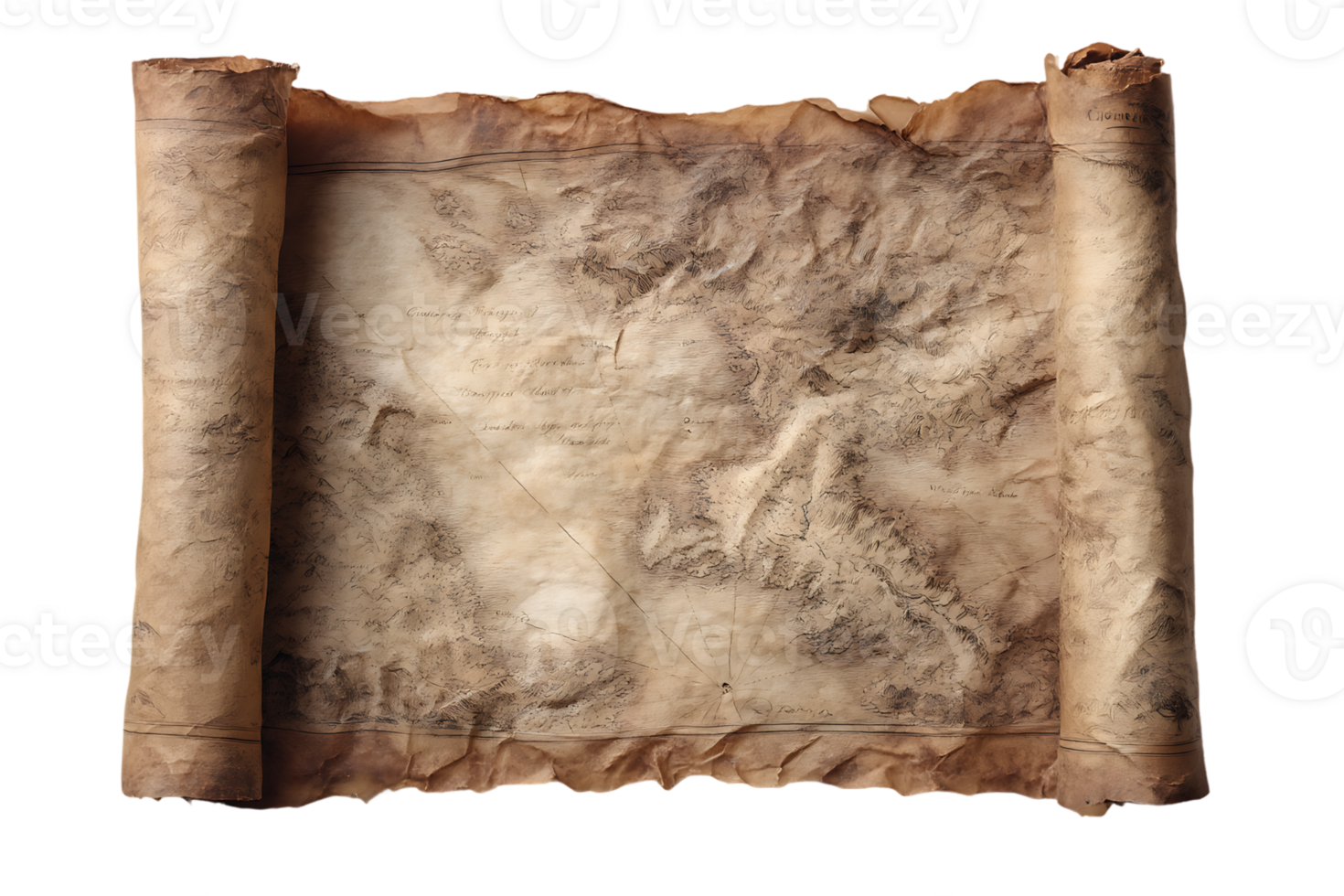 Old Scroll Paper Ancient Parchment Retro Vintage Blank Texture Illustration Transparent Background png