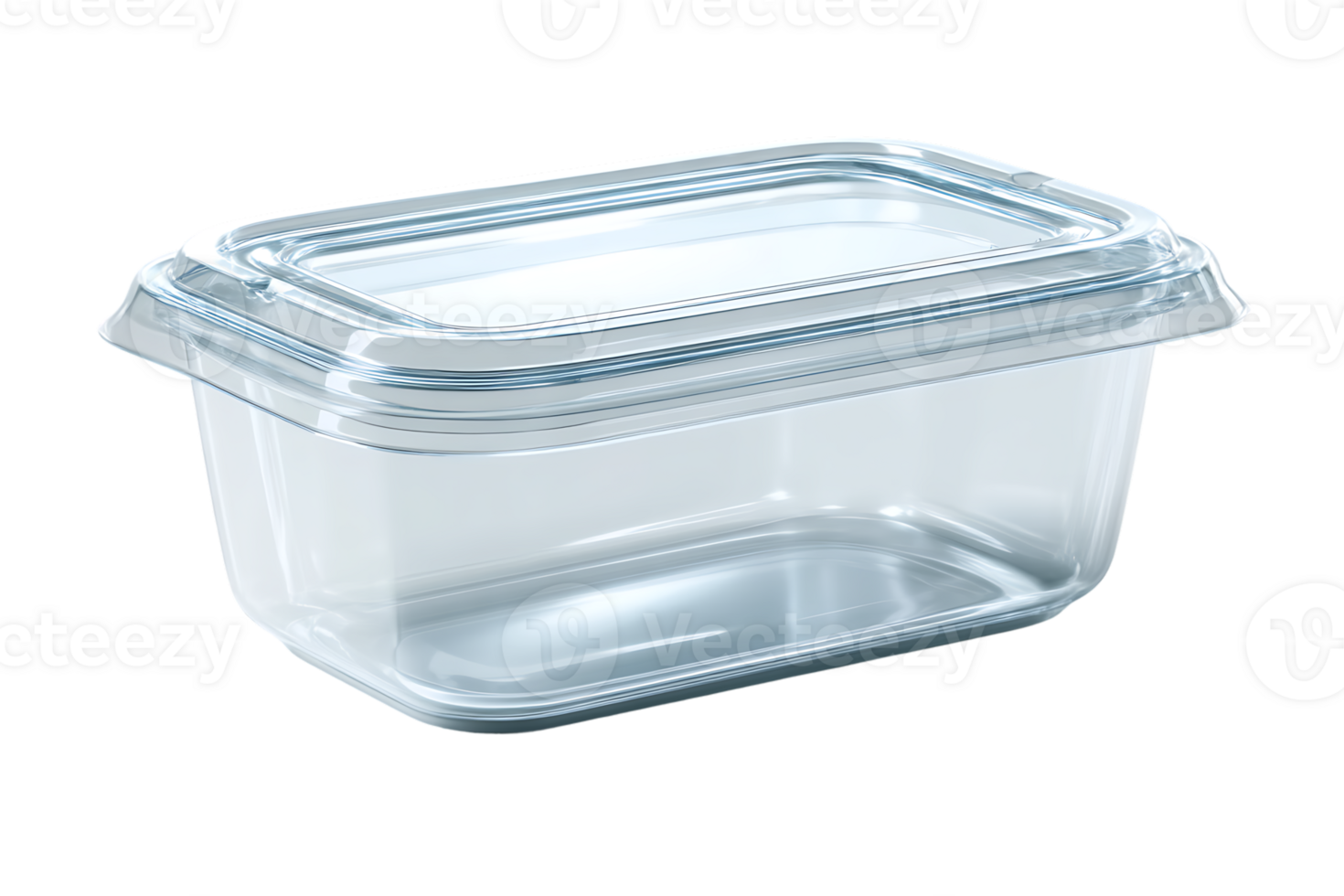 Clear Plastic Rectangular Food Container with Lid Transparent Isolated Background png