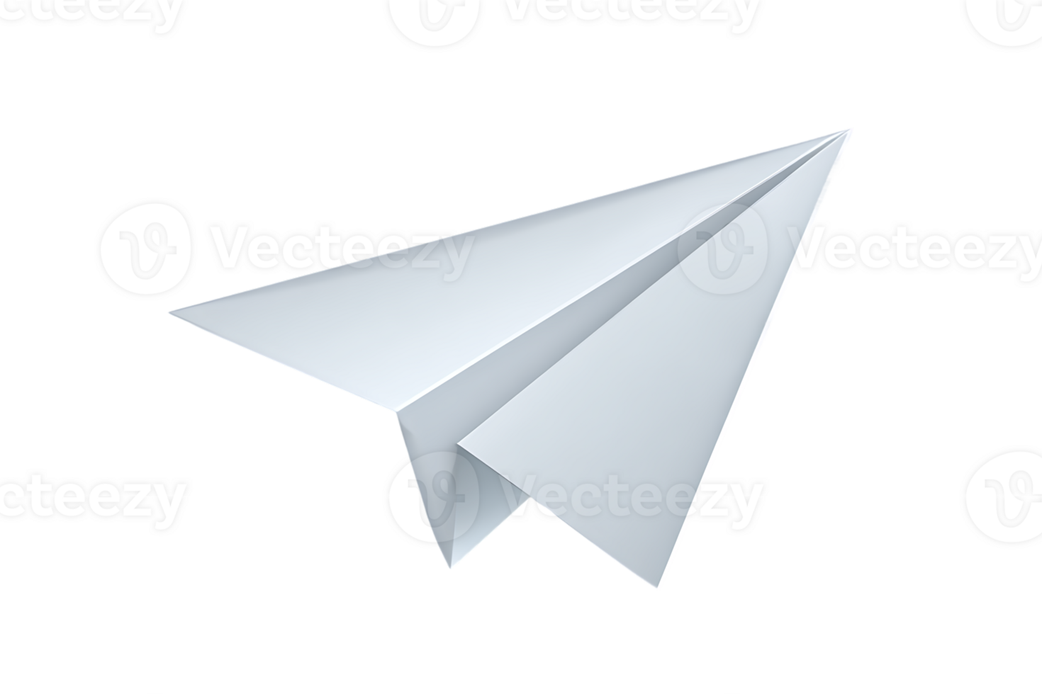 Simple White Paper Airplane Flying With Blue Shadow Isolated on Transparent Background png