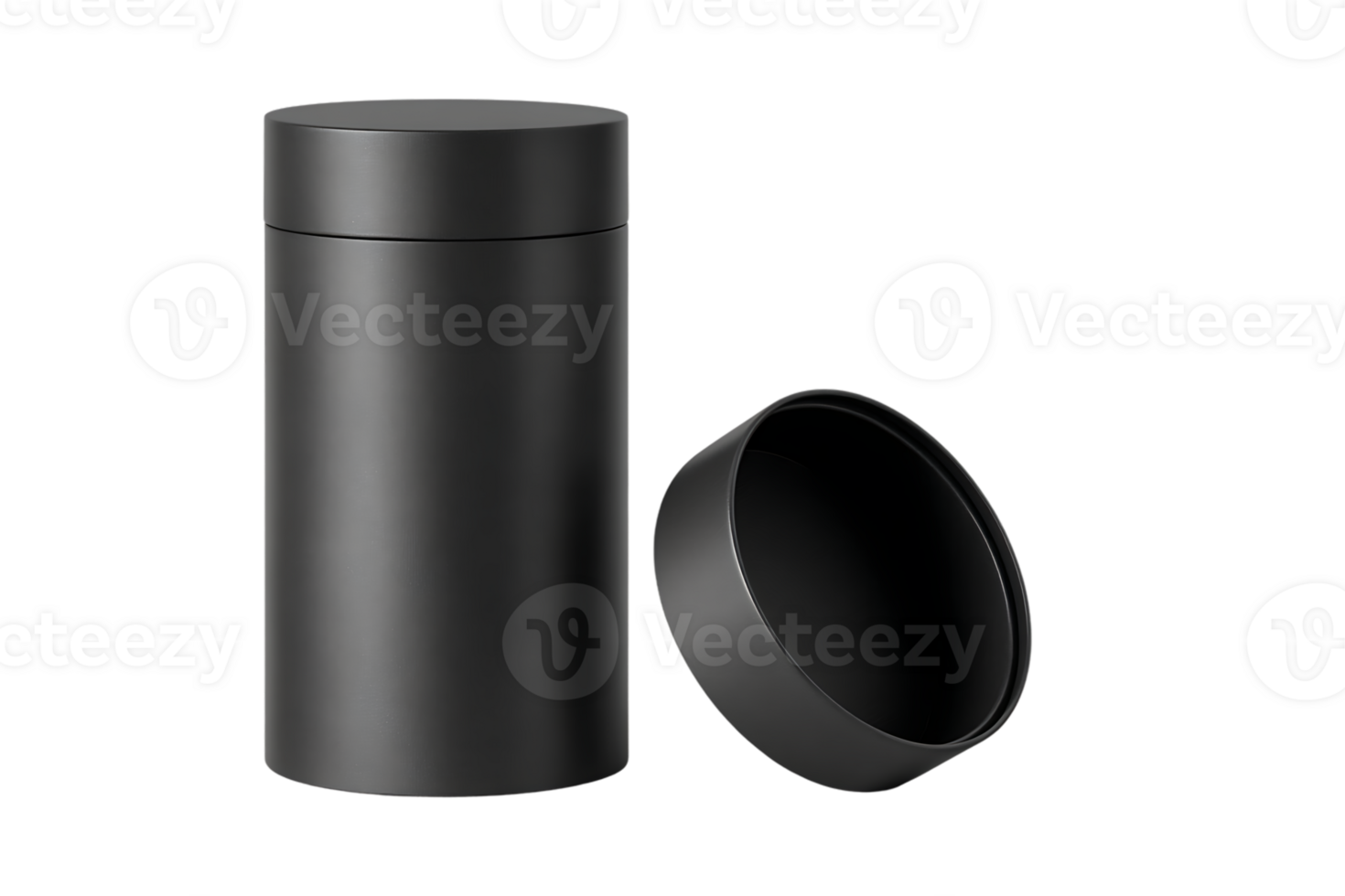 Sleek Black Storage Container with Open Lid on Transparent Isolated Background png
