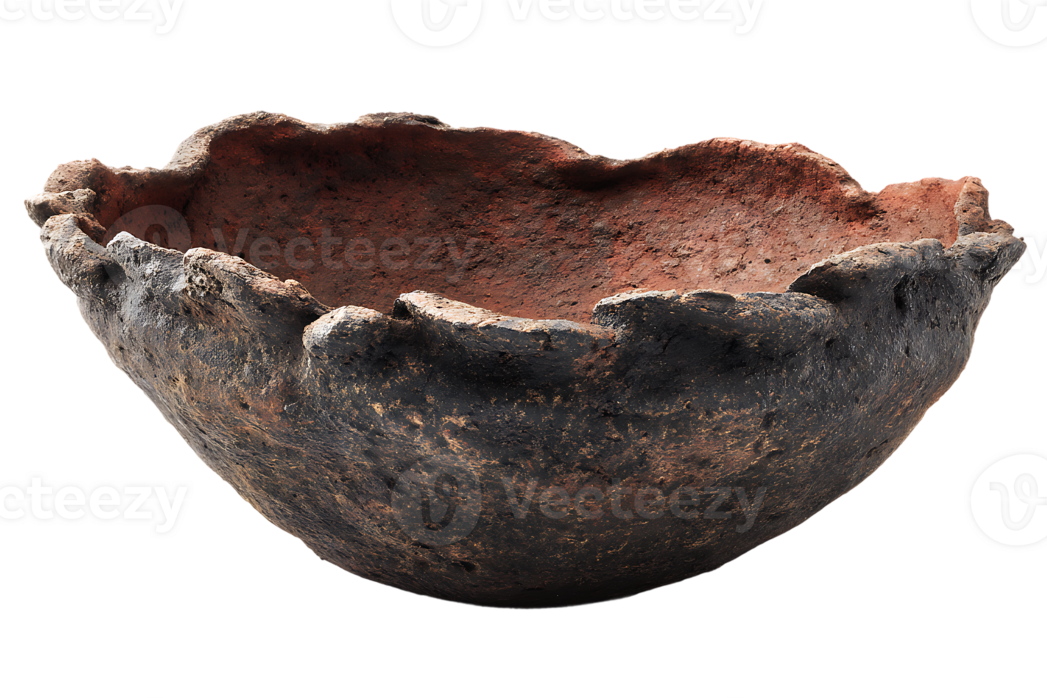 Rustic Textured Clay Bowl on Transparent Background Ideal for Graphic Design Assets png