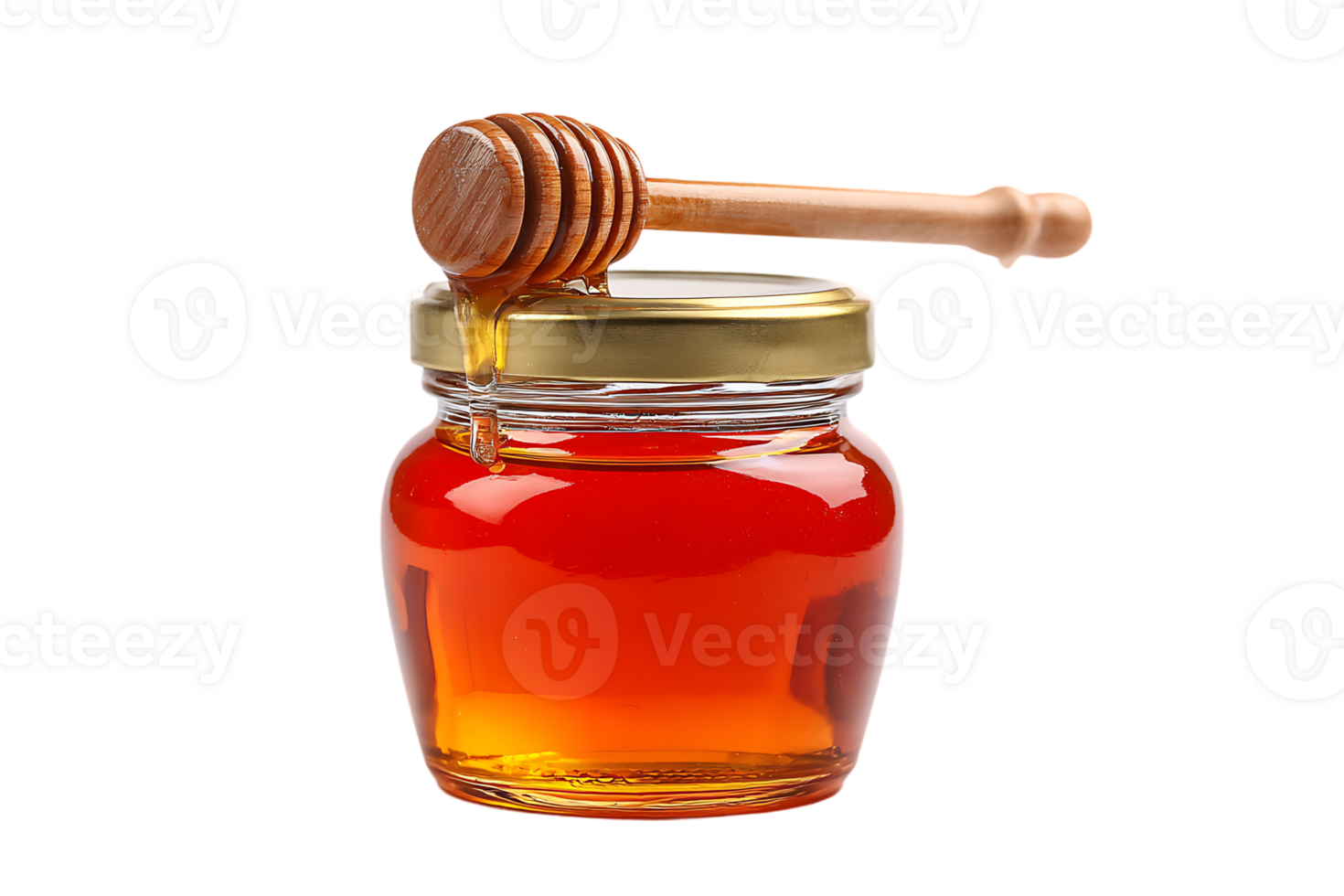 A Jar of Honey with Honey Dipper on Top Isolated Background png