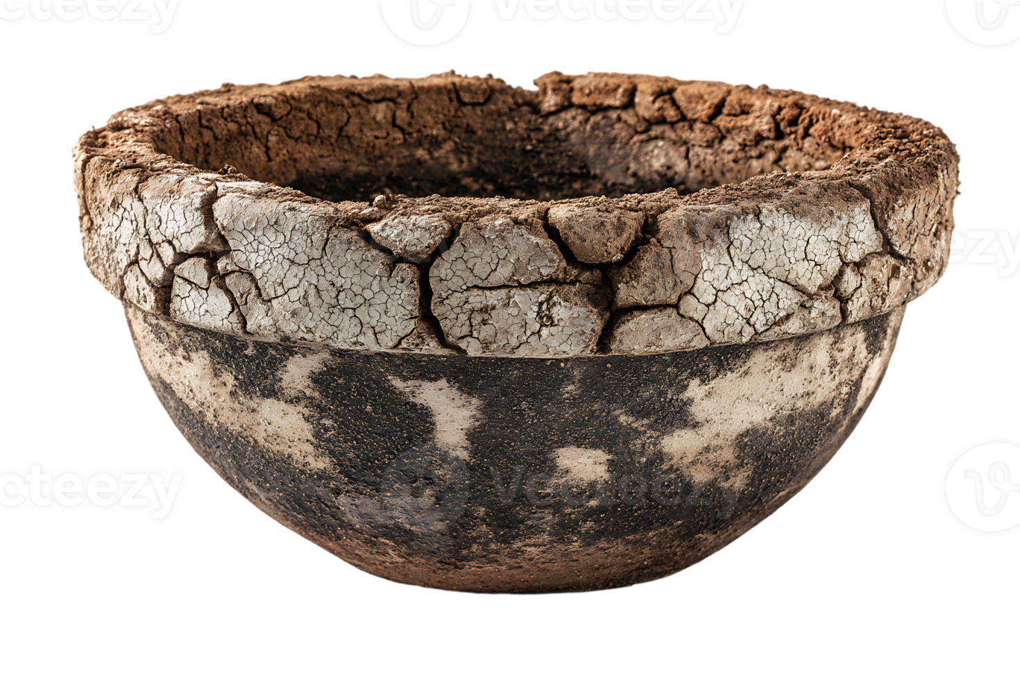 Aged Ceramic Bowl On Isolated Transparent Background for Crafts and Design png