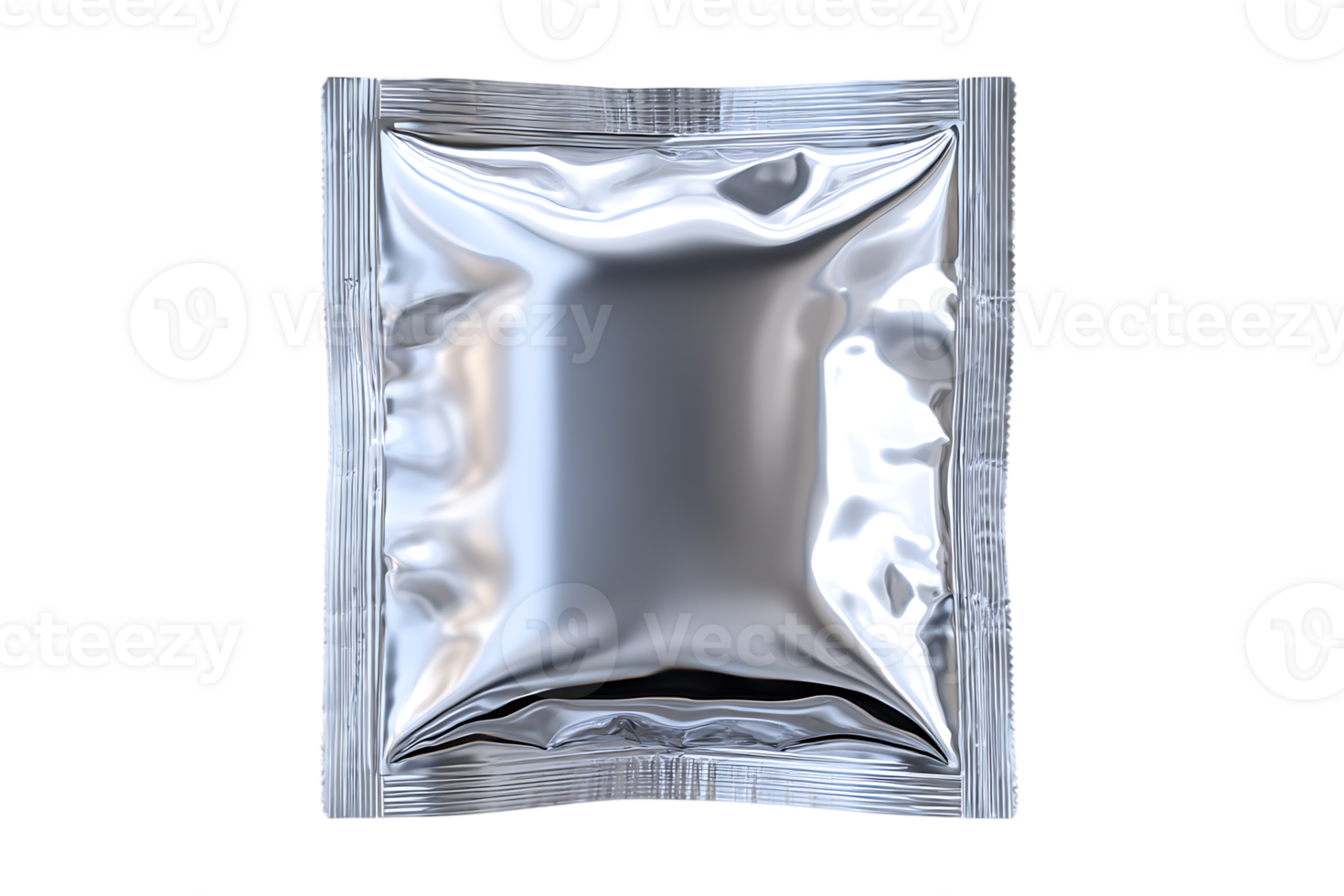 Shiny Silver Foil Pouch on Transparent Background Isolated With Clipping Path Easy to png