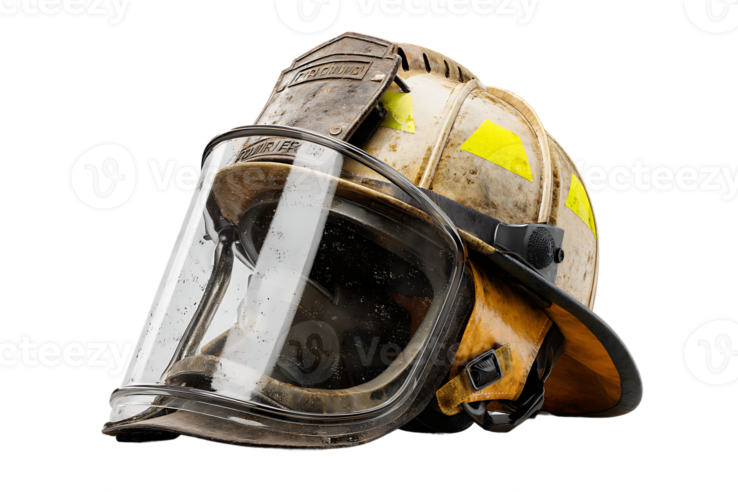 Firefighter Helmet with Transparent Visor Safety and Protection Gear Fire Resistant Equipment png