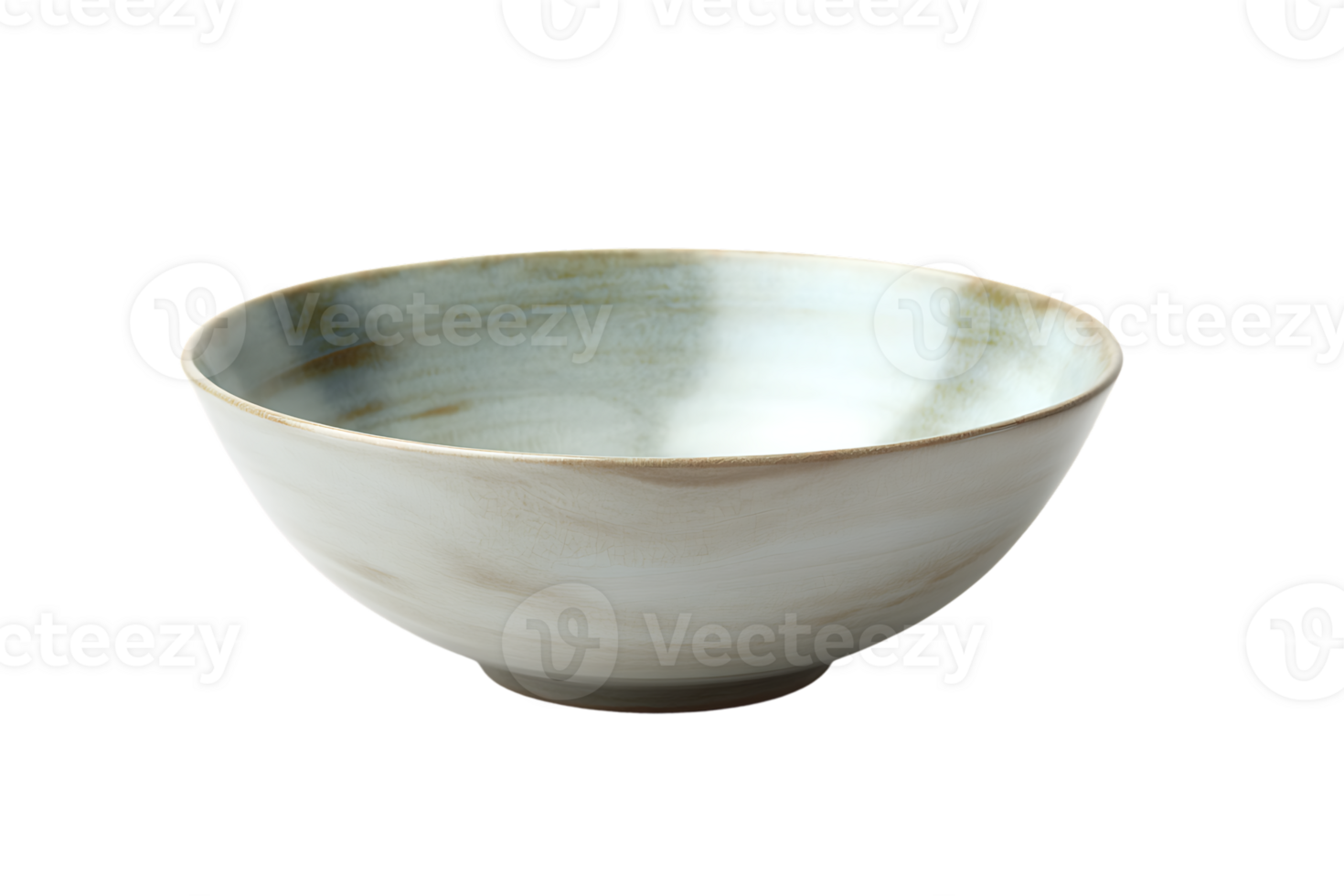 Ceramic Soup Bowl with Rustic Glaze Texture Isolated on Transparent Background png