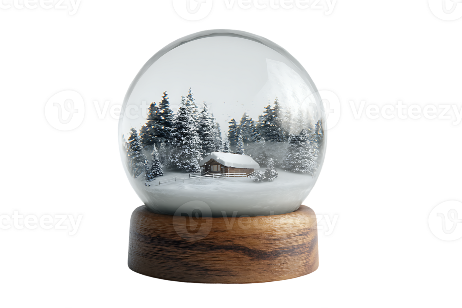 Snow Globe With Cabin In The Woods Transparent Background Isolated On Black png