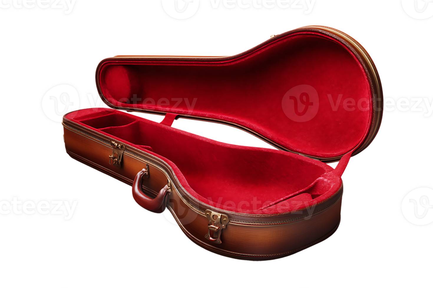Guitar Case with Red Interior Transparent Background Isolated on Black Backdrop png