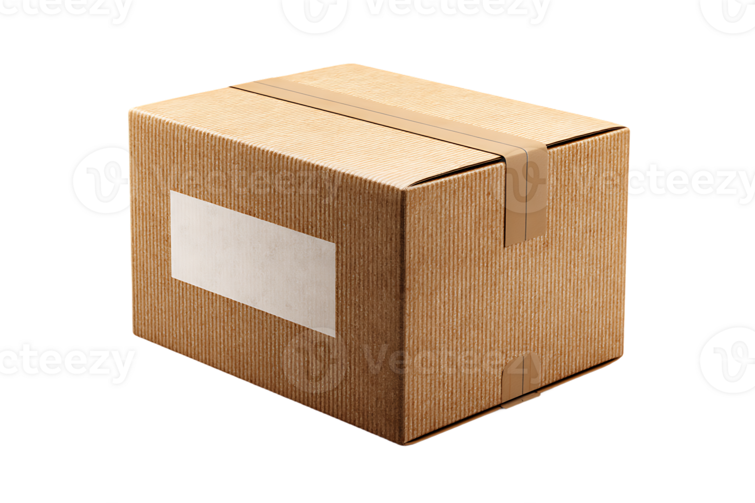 Isolated Image Of A Closed Cardboard Box With Brown Packing Tape Delivery png