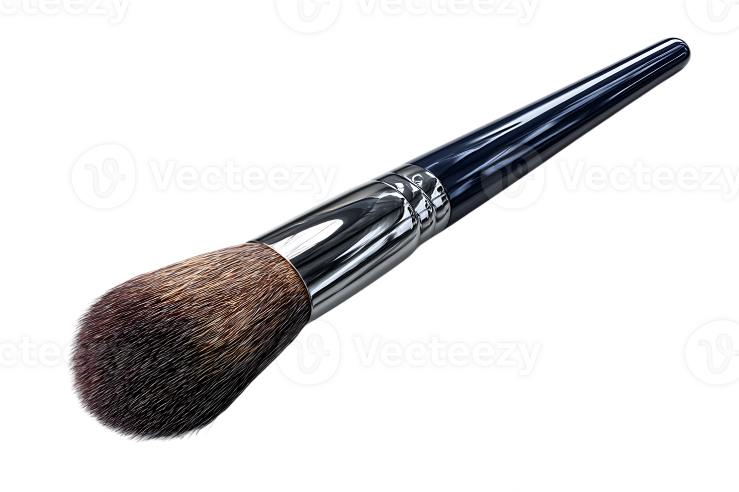 Makeup Brush with Dark Brown Bristles Isolated on Transparent Background Image png